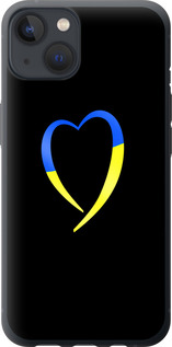 Чехол на iPhone 13 Жёлто-голубое сердце 885u-2374 (Черный)