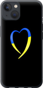 Чехол на iPhone 13 Жёлто-голубое сердце 885u-2374 (Черный)