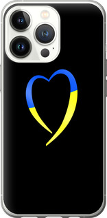 Чехол на iPhone 13 Pro Жёлто-голубое сердце 885u-2372 (Черный)