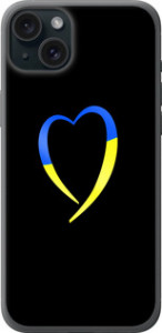 Чехол на iPhone 15 Plus Жёлто-голубое сердце 885u-3097 (Черный)