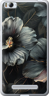 Чехол на Xiaomi Mi4i Черные цветы 6031t-177 (Серый)