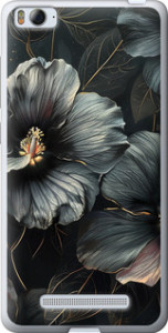 Чехол на Xiaomi Mi4i Черные цветы 6031t-177 (Серый) для Xiaomi Mi 4c
