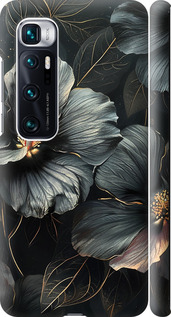 Чехол на Xiaomi Mi 10 Ultra Черные цветы 6031m-2064 (Серый)