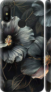 Чехол на Xiaomi Mi A2 Lite Черные цветы 6031m-1522 (Серый)