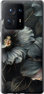 Чехол на Xiaomi Mix 4 Черные цветы 6031u-2475 (Серый)