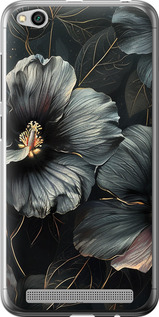 Чехол на Xiaomi Redmi 5A Черні квіти 6031u-1133 (Сірий)