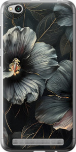 Чехол на Xiaomi Redmi 5A Черні квіти 6031u-1133 (Сірий)