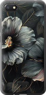Чохол на Xiaomi Redmi 6A Чорні квіти 6031u-1531 (Сірий)