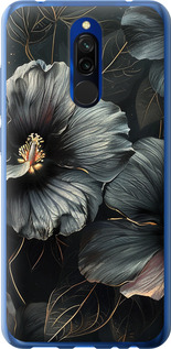 Чохол на Xiaomi Redmi 8 Чорні квіти 6031t-1806 (Сірий)