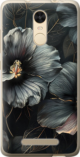 Чехол на Xiaomi Redmi Note 3 Чорні квіти 6031t-95 (Сірий)