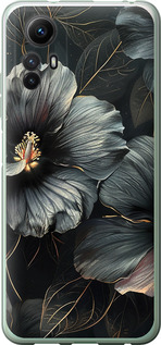 Чехол на Xiaomi Redmi Note 12S Черні квіти 6031u-3065 (Сірий)