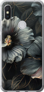 Чехол на Xiaomi Redmi S2 Черные цветы 6031t-1494 (Серый)