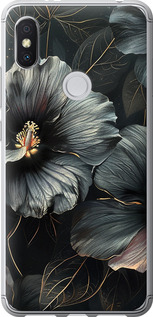 Чохол на Xiaomi Redmi S2 Чорні квіти 6031u-1494 (Сірий)