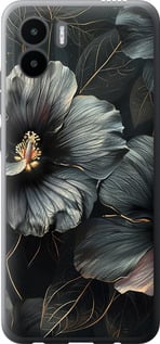 Чохол на Xiaomi Redmi A1 Чорні квіти 6031u-2768 (Сірий)