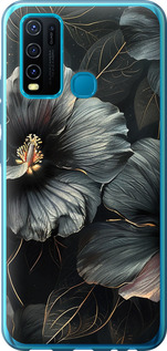 Чохол на Vivo Y30 Чорні квіти 6031u-2154 (Сірий)