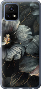 Чехол на Vivo Y52S Черные цветы 6031u-2242 (Серый)