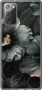 Чохол на Samsung Galaxy Note 20 Чорні квіти 6031u-2036 (Сірий)