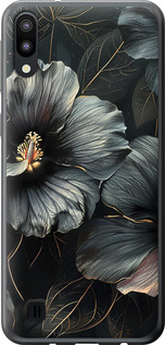 Чехол на Samsung Galaxy M10 Черные цветы 6031u-1661 (Серый)