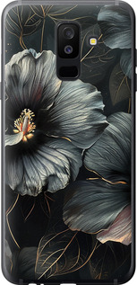 Чохол на Samsung Galaxy A6 Plus 2018 Чорні квіти 6031t-1495 (Сірий)