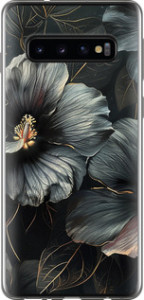 Чехол на Samsung Galaxy S10 Черные цветы 6031u-1640 (Серый)