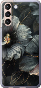 Чехол на Samsung Galaxy S21 Черные цветы 6031u-2114 (Серый)