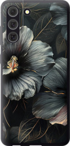 Чехол на Samsung Galaxy S21 FE Черные цветы 6031u-2302 (Серый)