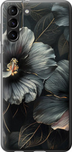Чехол на Samsung Galaxy S21 Plus Чорні квіти 6031t-2115 (Сірий)