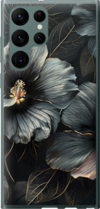 Чохол на Samsung Galaxy S22 Ultra Чорні квіти 6031u-2500 (Сірий)