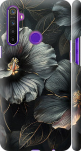 Чохол на Realme 6i Чорні квіти 6031m-2059 (Сірий)