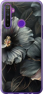 Чехол на Realme 6i Чорні квіти 6031u-2059 (Сірий)