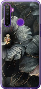 Чехол на Realme 6i Чорні квіти 6031u-2059 (Сірий)