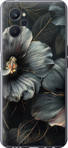 Чехол на Realme 9i Черні квіти 6031u-2705 (Сірий)