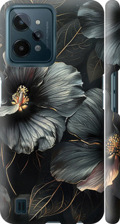 Чохол на Realme C31 Чорні квіти 6031m-2593 (Сірий)