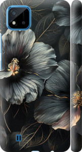 Чехол на Realme C20A Черные цветы 6031m-2416 (Серый)