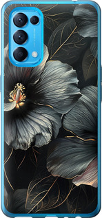 Чехол на Oppo Find X3 Lite Черні квіти 6031u-2299 (Сірий)