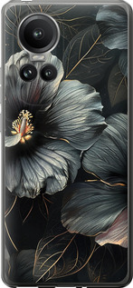 Чехол на Oppo Reno10 Pro Черні квіти 6031u-3109 (Сірий)