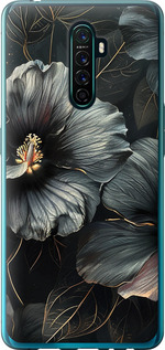 Чохол на Oppo Reno Ace Чорні квіти 6031u-1964 (Сірий)