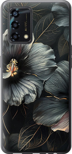 Чохол на Oppo A95 Чорні квіти 6031u-2345 (Сірий)