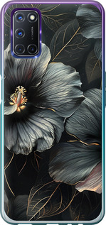 Чохол на Oppo A72 Чорні квіти 6031u-2011 (Сірий)