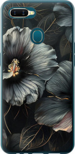 Чехол на Oppo A5S Черные цветы 6031u-1892 (Серый) для Oppo A5s