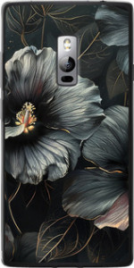 Чехол на OnePlus 2 Черные цветы 6031u-386 (Серый)