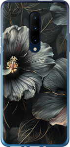 Чехол на OnePlus 7 Pro Черные цветы 6031u-1696 (Серый)