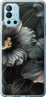 Чехол на OnePlus 9R Черные цветы 6031u-2326 (Серый)