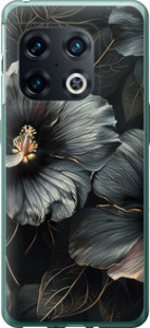 Чехол на OnePlus 10 Pro Черные цветы 6031u-2588 (Серый)