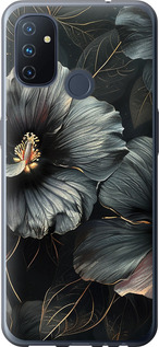 Чохол на OnePlus Nord N100 Чорні квіти 6031u-2130 (Сірий)