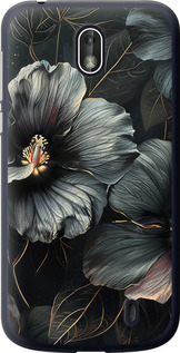 Чехол на Nokia 1 Черные цветы 6031u-1373 (Серый)