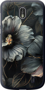 Чехол на Nokia 1 Черные цветы 6031u-1373 (Серый)
