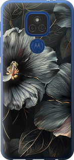 Чехол на Motorola E7 Plus Черные цветы 6031u-2107 (Серый)