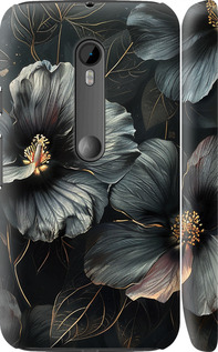 Чехол на Motorola Moto G3 Черные цветы 6031m-318 (Серый)