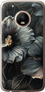 Чехол на Motorola Moto G5 PLUS Черные цветы 6031t-1038 (Серый)
